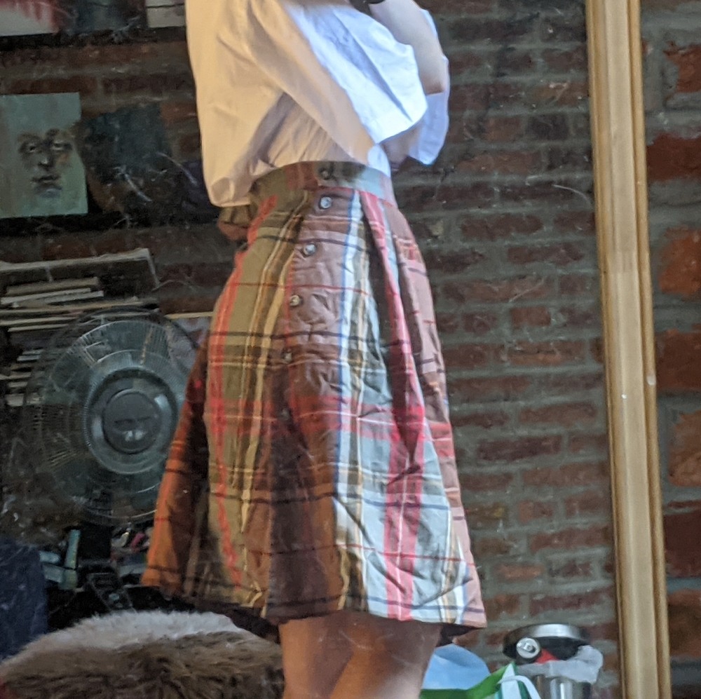 Vintage Petite Plaid Pleated Skirt w Pocket - Picture 5 of 11